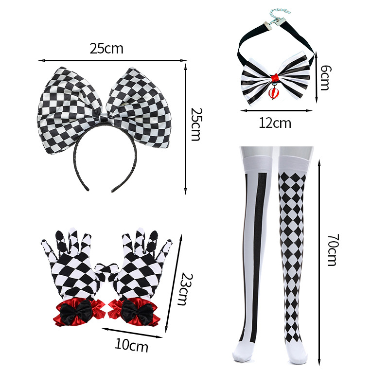 Halloween Checkered Pattern Harlequin Costume Accessories Set